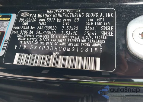 2021 Kia Telluride Ex from USA, damaged, VIN 5XYP3DHC0MG103186